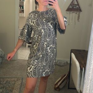 grey paisley dress